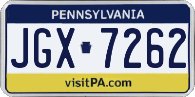 PA license plate JGX7262