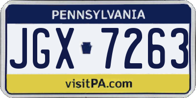 PA license plate JGX7263