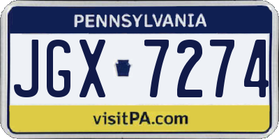 PA license plate JGX7274