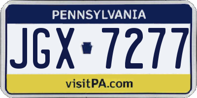 PA license plate JGX7277