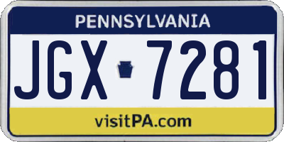 PA license plate JGX7281