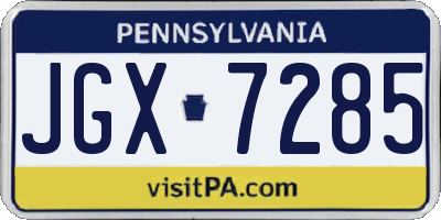 PA license plate JGX7285