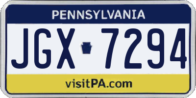 PA license plate JGX7294