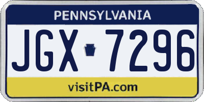 PA license plate JGX7296
