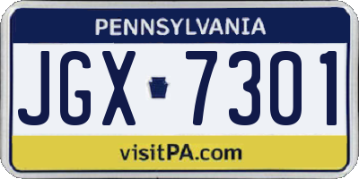 PA license plate JGX7301