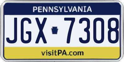 PA license plate JGX7308