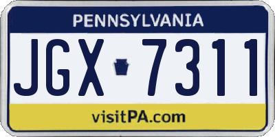 PA license plate JGX7311