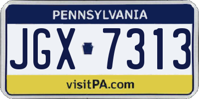 PA license plate JGX7313