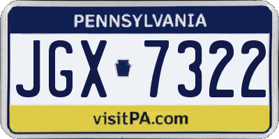 PA license plate JGX7322