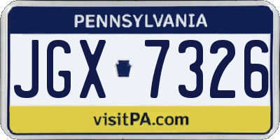 PA license plate JGX7326