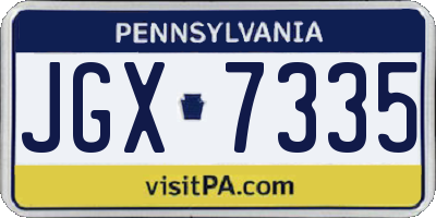 PA license plate JGX7335