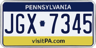 PA license plate JGX7345
