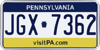PA license plate JGX7362