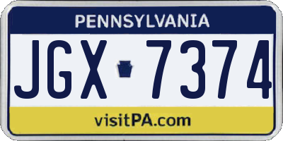 PA license plate JGX7374