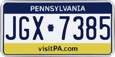 PA license plate JGX7385