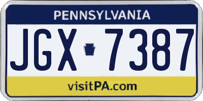 PA license plate JGX7387