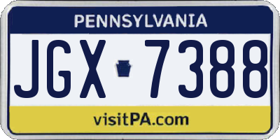 PA license plate JGX7388