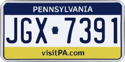 PA license plate JGX7391