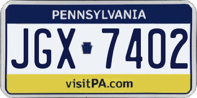PA license plate JGX7402