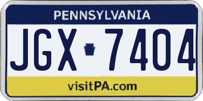 PA license plate JGX7404