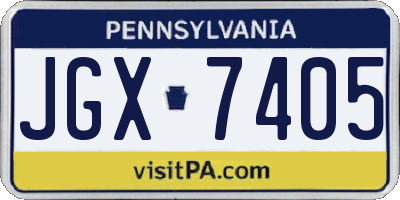 PA license plate JGX7405