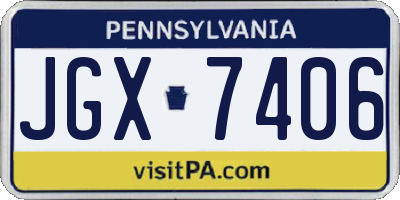 PA license plate JGX7406