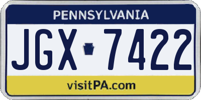 PA license plate JGX7422