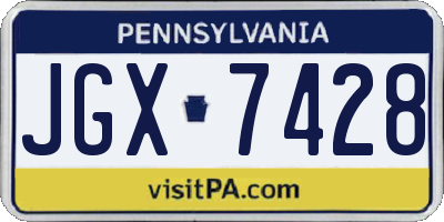 PA license plate JGX7428