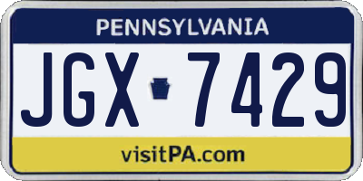PA license plate JGX7429