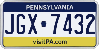 PA license plate JGX7432