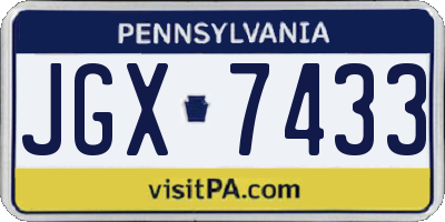 PA license plate JGX7433
