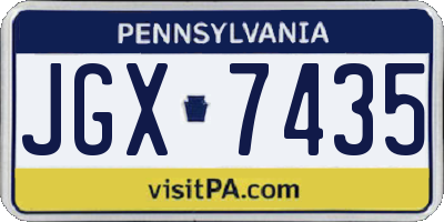 PA license plate JGX7435