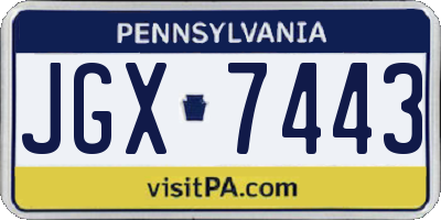 PA license plate JGX7443