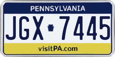 PA license plate JGX7445