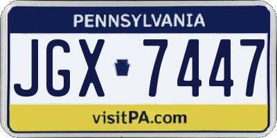 PA license plate JGX7447