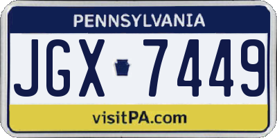 PA license plate JGX7449