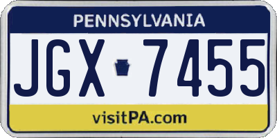 PA license plate JGX7455