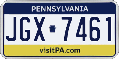 PA license plate JGX7461