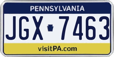 PA license plate JGX7463