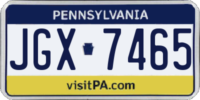 PA license plate JGX7465