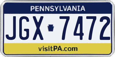 PA license plate JGX7472