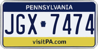 PA license plate JGX7474