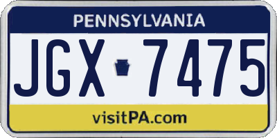 PA license plate JGX7475