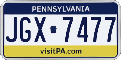 PA license plate JGX7477