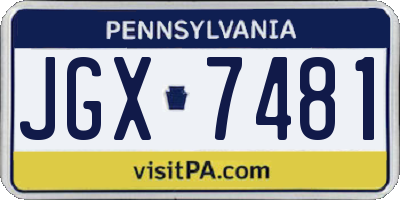 PA license plate JGX7481