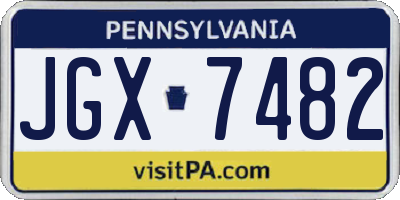 PA license plate JGX7482