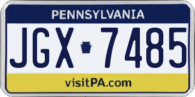 PA license plate JGX7485