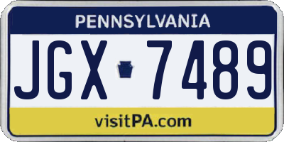 PA license plate JGX7489