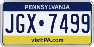 PA license plate JGX7499