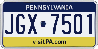 PA license plate JGX7501